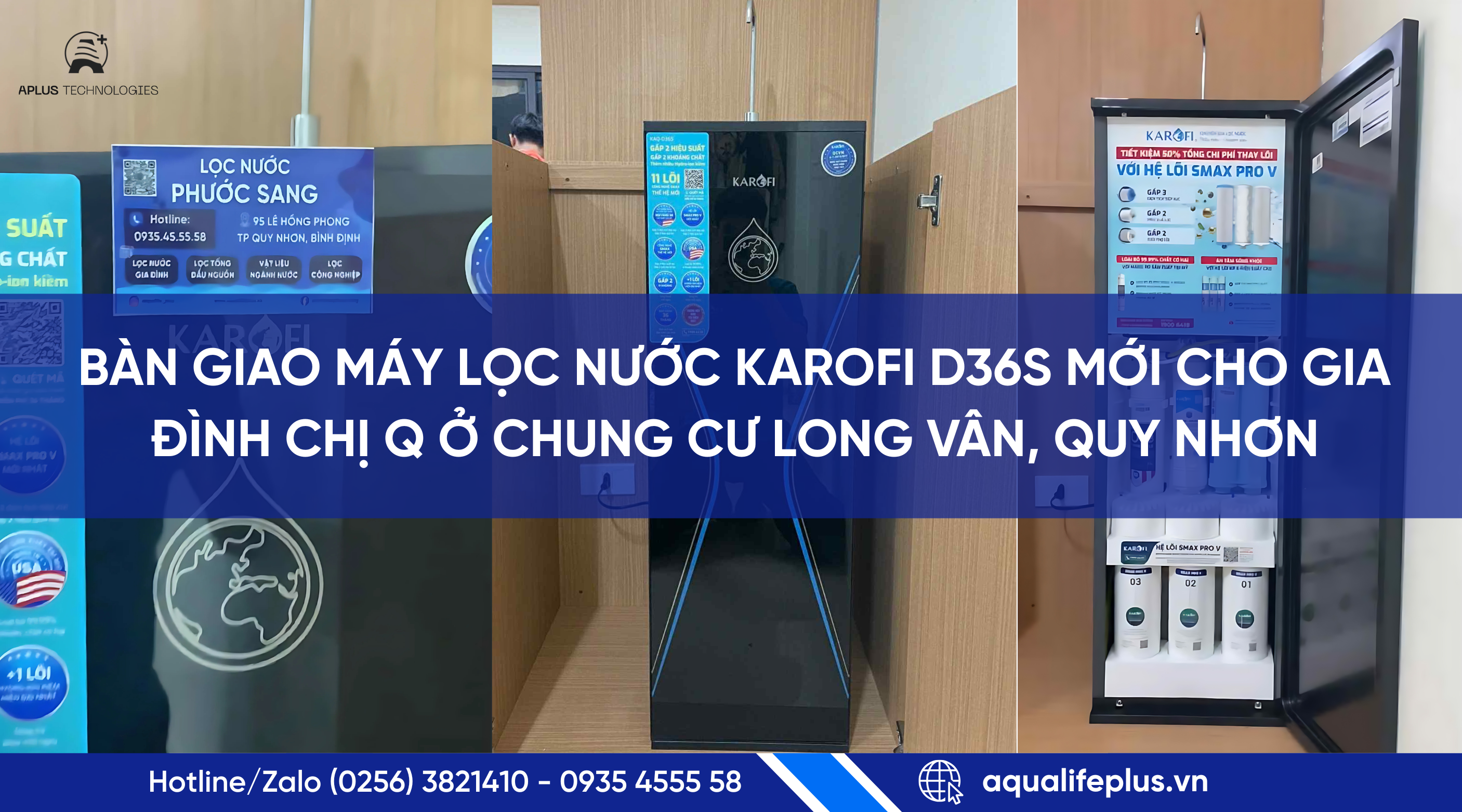 Bàn giao máy lọc nước Karofi D36S mới cho gia đình chị Q ở chung cư Long Vân, Quy Nhơn