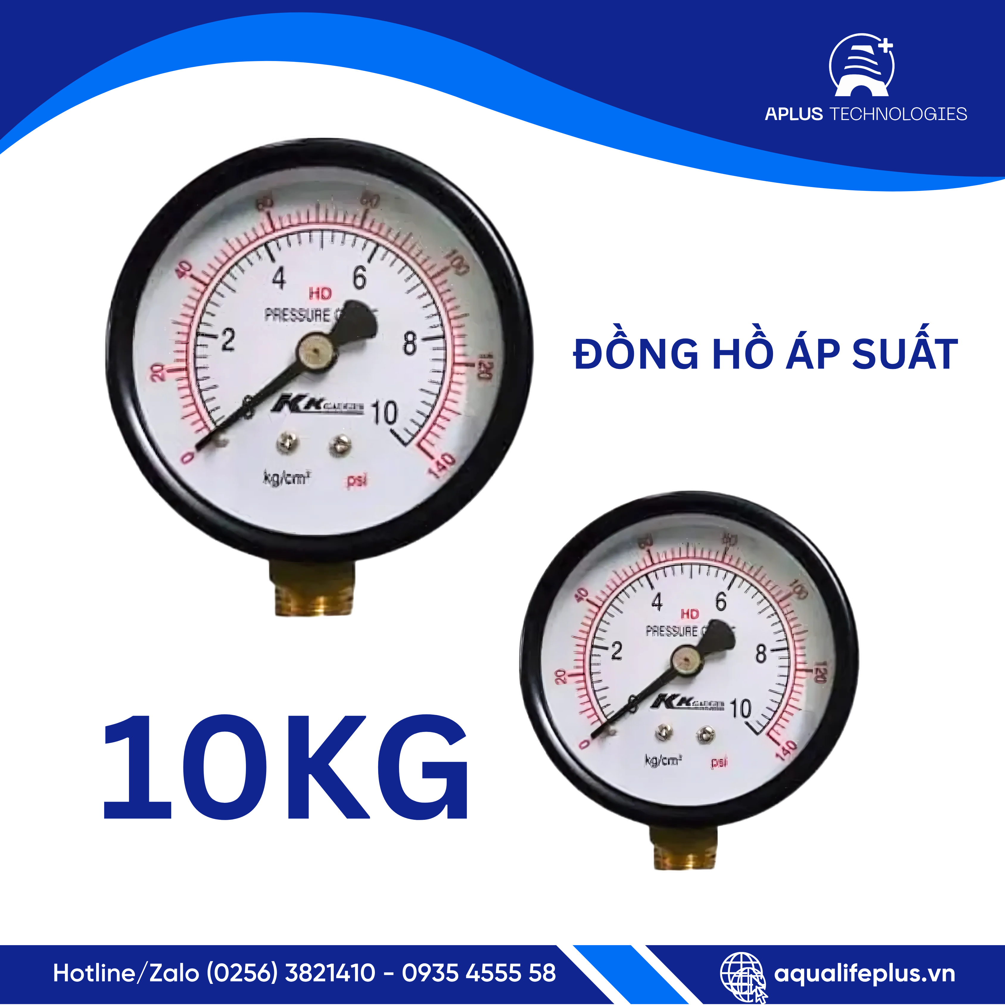 Đồng Hồ Đo Áp 10kg – Chất Liệu Chống Ăn Mòn, Độ Bền Cao Dành Cho Hệ Thống Lọc Nước