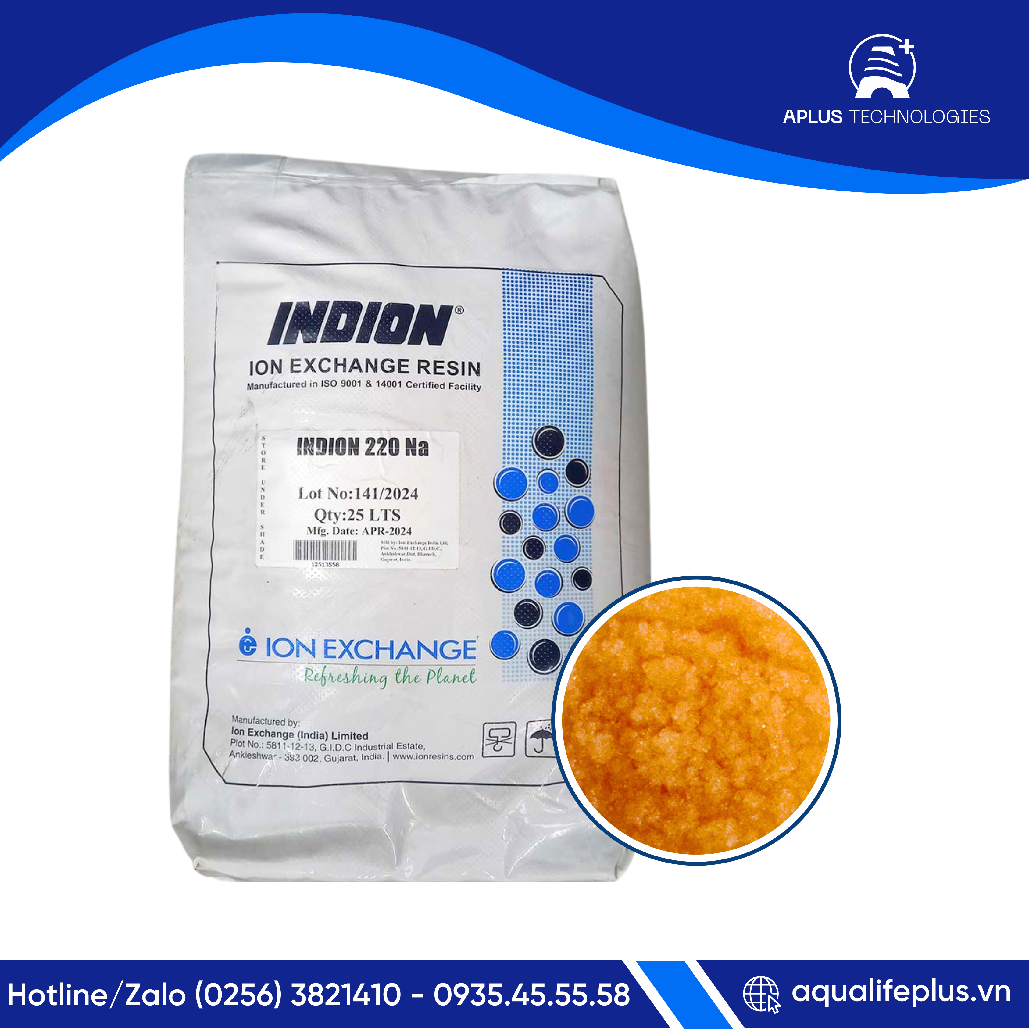 Cation 220Na – INDION: Hạt Nhựa Trao Đổi Ion Cation Mạnh – Giải pháp làm mềm nước hiệu quả