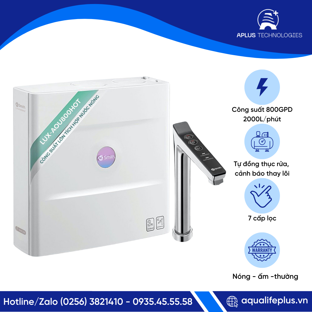 Máy Lọc Nước Đặt Gầm Công Suất Lớn A. O. Smith ROSS LUX-AOU800HOT