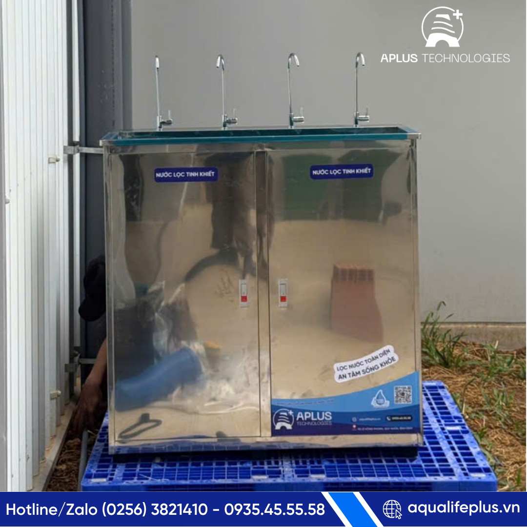 Máy lọc nước 4 vòi công suất 100 l/h tủ inox Aplus Technologies