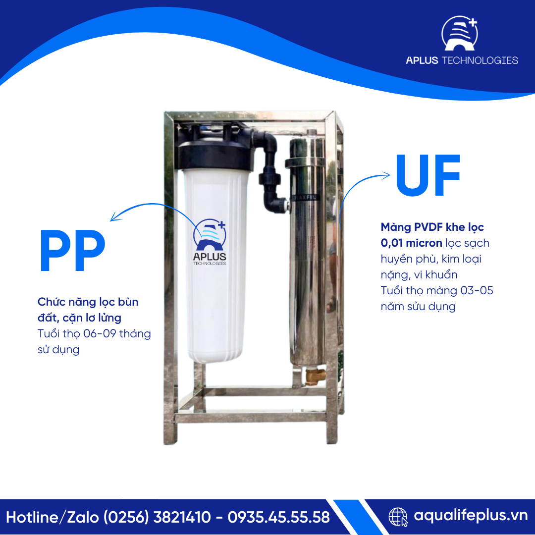 Bộ lọc nước UF đặt sàn 2 cấp lọc