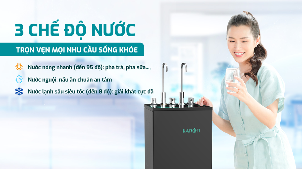 Máy lọc nước Karofi KAD-M68 với 3 chế độ nước