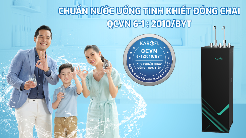 Máy lọc Karofi KAD-M68 đạt chuẩn nước uống tinh khiết đóng chai