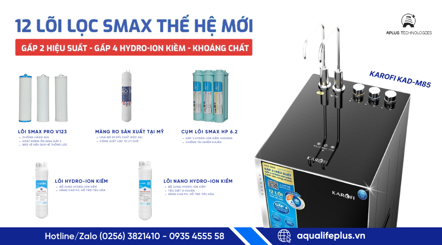 Karofi KAD-M85 chính hãng, 12 lõi lọc Smax