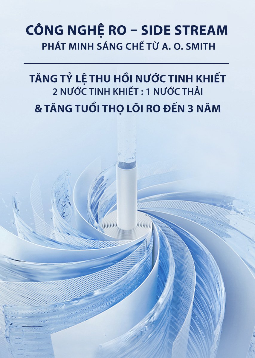 Công nghệ RO – Side Stream 2.0 của A. O. Smith ROSS™ LUX-AOU800HOT